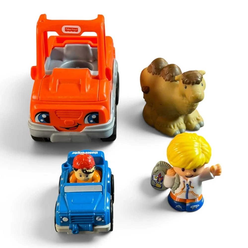 Fisher-Price Little People Vehicle Figure Lot Orange Truck Blue Car Camel Boy